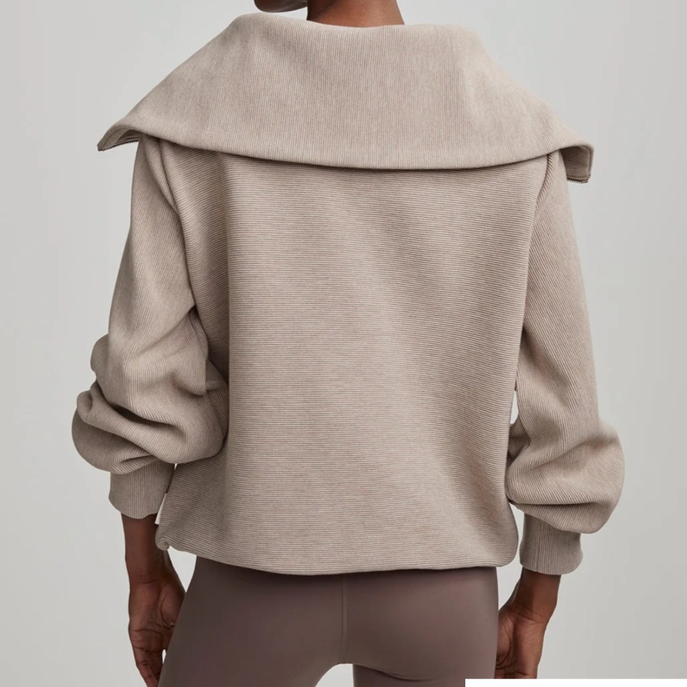 Varley Taupe Marl Half-Zip Turtleneck Sweater - Picture 5 of 6